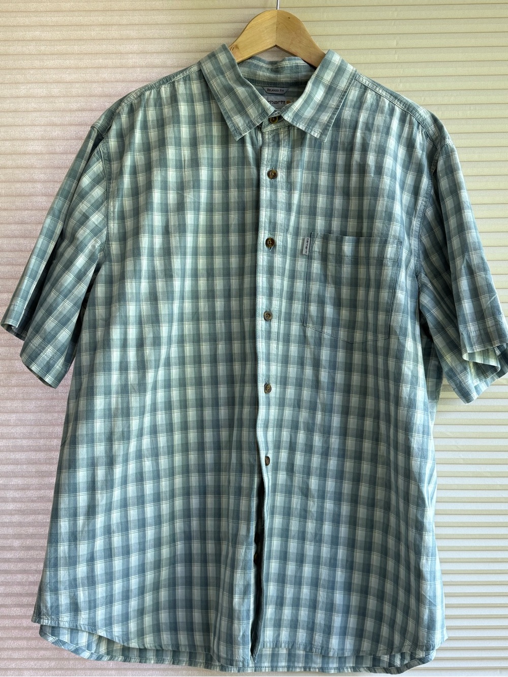 Carhartt Shirt Mens 2XL Plaid Relaxed Fit Short Sleeve Button Up